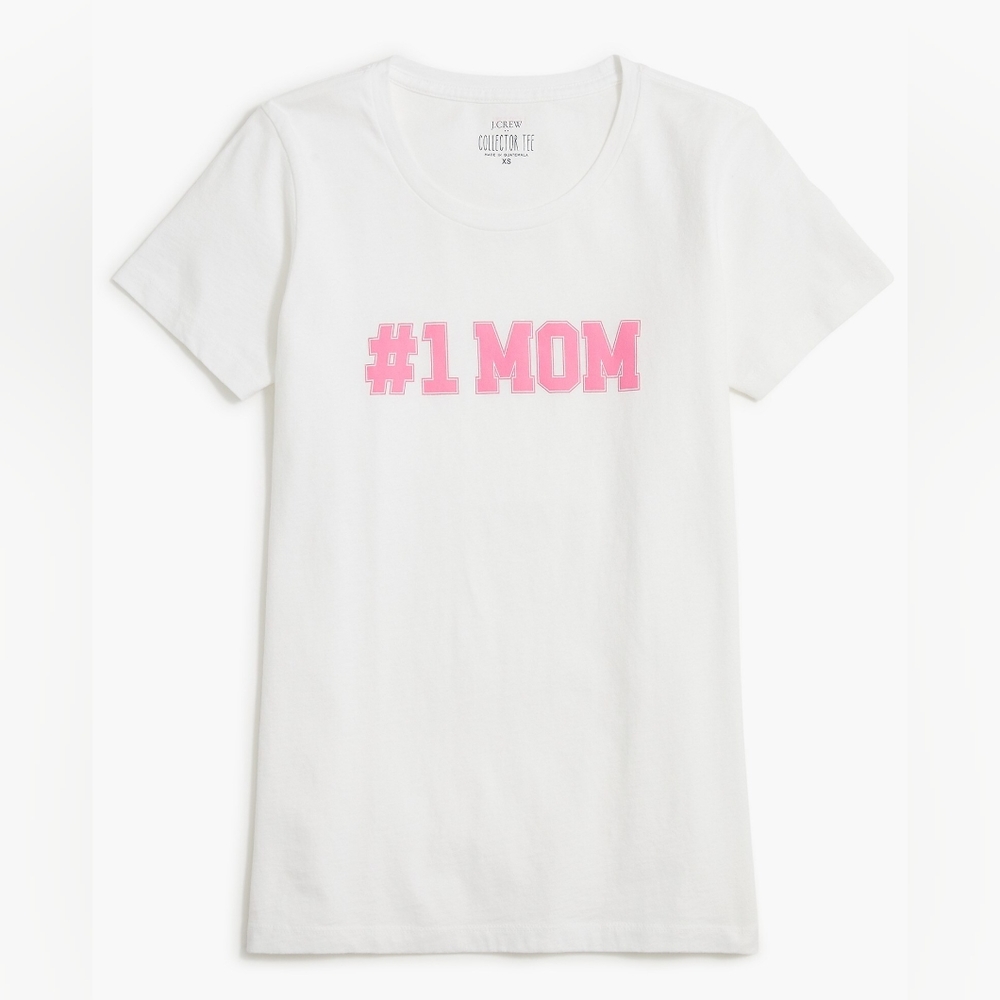 New! J Crew sz Large L #1 Mom Cotton White T-shirt NWT BG846